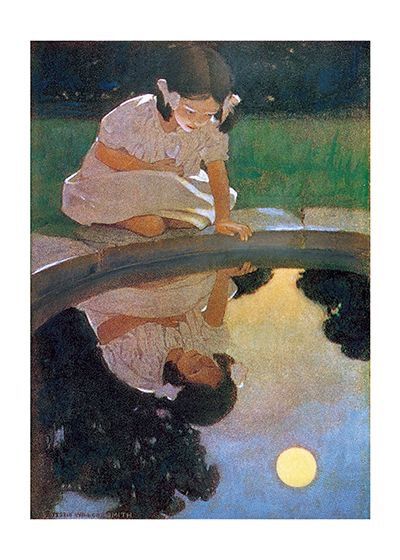 Reflection Drawing Reference, Reflection Drawing, Jessie Willcox Smith, Mirror Drawings, Pond Painting, Reflection Painting, Reflection Art, Water Illustration, Reflection Photography