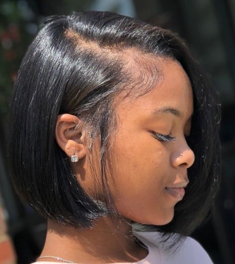 4c Natural Hairstyles Short Straight, Short Bob Haircut For Black Women, Short Bob Hairstyles Natural Hair, Asymmetrical Bob Natural Hair, Side Part Bob Natural Hair Black Women, Black Girls With Short Straight Hair, Natural Hair Bobs Black Women, Natural Short Bob For Black Women, Middle Part Bob Natural Hair