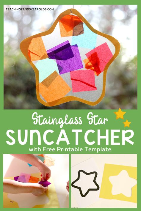 Work on fine motor skills with this no-mess star suncatcher craft. Use the free printable template and hang in the window during the holidays! #star #holidays #Christmas #art #finemotor #suncatcher #decoration #toddler #preschool #2yearolds #3yearolds #teaching2and3yearolds Sun Catcher Template, Christmas Lesson Plan, Christmas Science Activities, Star Suncatcher, Fishing Games, Christmas Science, Christmas Lesson, December Crafts, Toddler Ideas