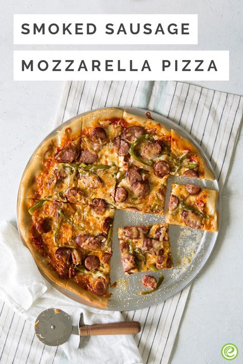 Beef Smoked Sausage, Sausage Pizza Recipe, Sausage Mozzarella, Smoked Sausage Recipes, Mozzarella Pizza, Sausage Pizza, Budget Recipes, Pan Pizza, Desserts To Make