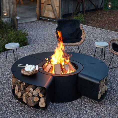 Mororo Rocco, Diy Fire Pit Ideas, Gravel Pit, Fire Area, Outside Fire Pits, Barbecue Design, Outdoor Fire Pit Designs, Modern Fire Pit, Diy Bbq