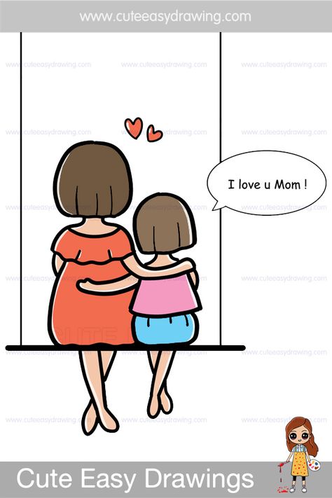 #mothersday #cuteeasydrawings #easydrawings #drawwithme #simpledrawings #mothersday #mother #mom Mom Daughter Easy Drawing, Mom And Daughter Easy Drawing, Mother Daughter Love Drawing, Mother Daughter Painting Canvases Easy, Mother Daughter Painting Ideas Easy, Mother Daughter Drawing Easy, Mother Drawing Simple, Cute Mother And Daughter Drawings, Mothers Day Drawings Ideas Art Projects