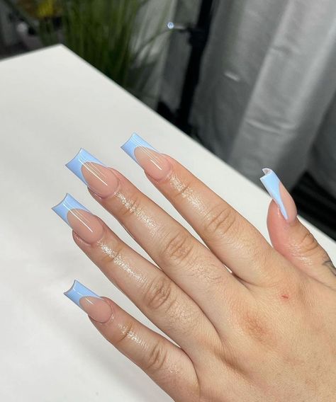 Dive into a sea of charm with 38 adorable light blue nail ideas. Discover fresh styles for a serene and stunning manicure. Dive in now! Click the article link for more photos and inspiration like this // Photo Credit: Instagram @rosa_nails_corstophine // #acrylicnails #bestnailstyles #bluenaildesigns #bluenails #gelnails #lightbluemanicure #lightbluenail #lightbluenailideas Light Blue French Tips, Light Blue French Tip, Light Blue Nail Ideas, Acrylic Nails Light Blue, Light Blue Nail, Blue Nail Ideas, Light Blue Nail Designs, Blue French Tip, Sky Blue Nails