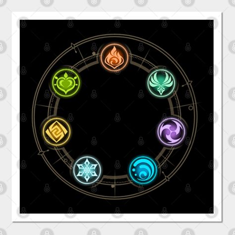 All Elements Symbol Genshin, Genshin Impact Element Symbols, Genshin Elemental Reactions, Genshin Symbols, Genshin Impact Elements, Homemade Advent Calendars, Elemental Powers, Elemental Magic, Element Symbols