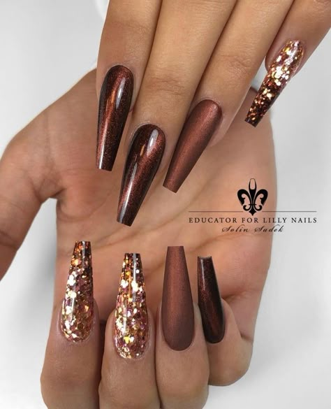 Nail Paint Designs, Bronze Nails Designs, Copper Nails Designs, Copper Nail, Copper Nails, Brown Nails Design, Spring Nail Designs, Fancy Nails Designs, Stylish Nails Designs