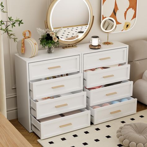 PRICES MAY VARY. Large Capacity Dresser: 4 deep, large capacity drawers provide greater storage space, making it suitable for all kinds of functions and space, such as the drawer organizer of the bedroom, the tv stand of the living room, the storage cabinet of the entrance channel, the metal storage cabinet of the bathroom High Quality Metal Closet Dresser: The white dresser is made of strong and durable metal, with fashionable design and smooth surface.Metal drawer scratch-proof, waterproof, ru Rustic Dresser Decor, Grey Bedroom Dresser, Aesthetic Closet Organization, Closet Chest Of Drawers, Slim Dresser, Storage Ideas For Bedrooms, Space Saving Dresser, Dream Dresser, Bedroom Dresser Decor