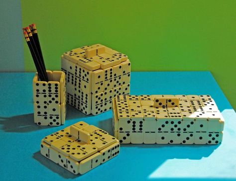 Domino Crafts Repurposed Dominoes, Mark Montano, Domino Crafts, Dominos Box, Dominoes Game, The Wallflower, Domino Jewelry, Desk Items, Domino Art