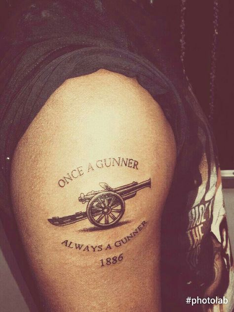 #3rd#one#inked#fav#arsenal Arsenal Gunners Tattoo, Arsenal Tattoo Design, Arsenal Cannon Tattoo, Arsenal Tattoo Ideas, Arsenal Tattoo, Arsenal Stadium, Epic Tattoo, Tattoo Inspiration Men, Dad Tattoos