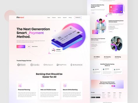 Finnext-Digital Banking Landing Page Finance Landing Page Design, Finance Landing Page, Vfx Tutorial, Wix Website Design, Wix Website Templates, Design Palette, Web Ui Design, Form Design, Branding Design Inspiration