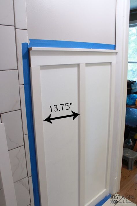 How to Install Board and Batten in a Small Space (Primary Bathroom Update) | Abby Organizes Best Kitchen Design, Board And Batten Wall, Bathroom Door, Room Remodel, Bathroom Redo, Bathroom Update, Diy Remodel, Board And Batten, Bath Room