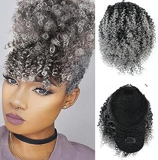 Natural Gray Hair Ponytail For Black Women Grey Hair Ponytail, Ponytail For Black Women, Black Pearl Earrings, Ponytail Wig, Curly Ponytail, Drawstring Ponytail, Natural Gray Hair, Afro Puff, Hair Ponytail