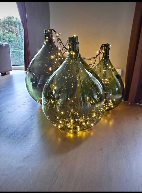 Demijohn Ideas, Beer Bottle Lights, Office Bookshelf Decor, Home Inside Design, Glass House Design, Decorative Glass Jars, Home Office/guest Room, Glass Vase Decor, Colonial Interior