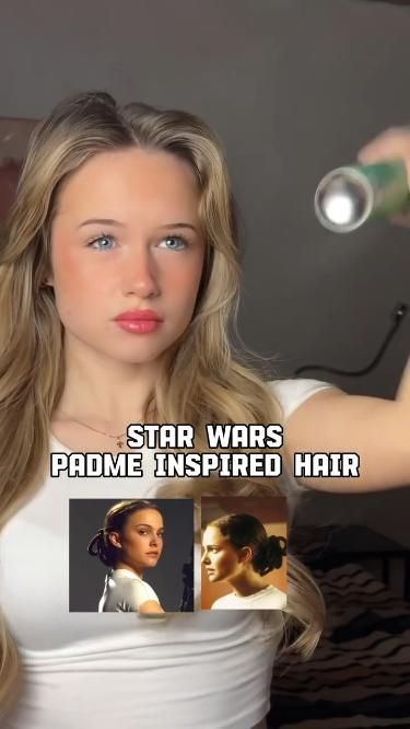 Easy version of Padme‘s hairstyle! Embark on a journey to a galaxy far, far away with our easy Padmé Amidala inspired hairstyle tutorial! Channel the grace and sophistication of the beloved Star Wars character without the need for a royal stylist. Whether you're attending a costume party or simply looking to add a touch of regal flair to your everyday look, this hairstyle is perfect for Padmé enthusiasts of all ages.  In this video, we'll guide you through the steps to achieve Padmé's iconic hairstyle with ease: Padme Hair Bun, Star Wars Braids Hairstyles, Padme Costume Hair, How To Do Padme Hair, Padme Inspired Hairstyles, Padme Lake Dress Hair, Padme Amidala Hairstyles Tutorial, Star Part Hair Tutorial, Padme Makeup Tutorial