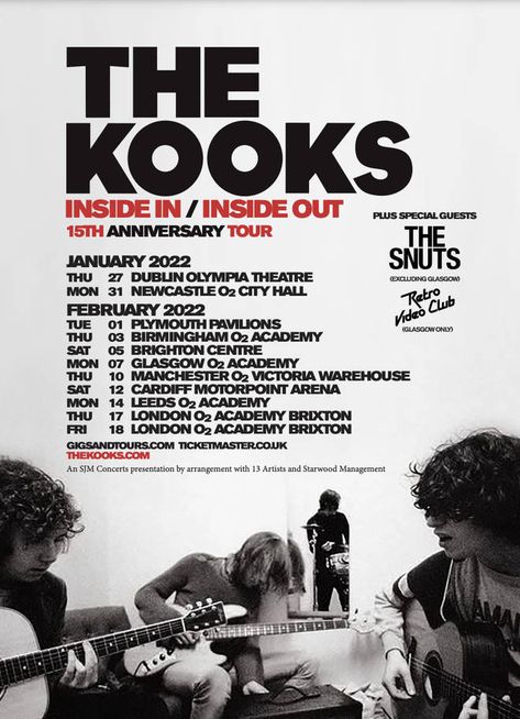 Minimalist Concert Poster, Cool Concert Posters, Tour Announcement Poster, Music Tour Poster Design, Concert Tour Poster Design, Tour Poster Aesthetic, Courteeners Poster, The Kooks Poster, Indie Band Posters