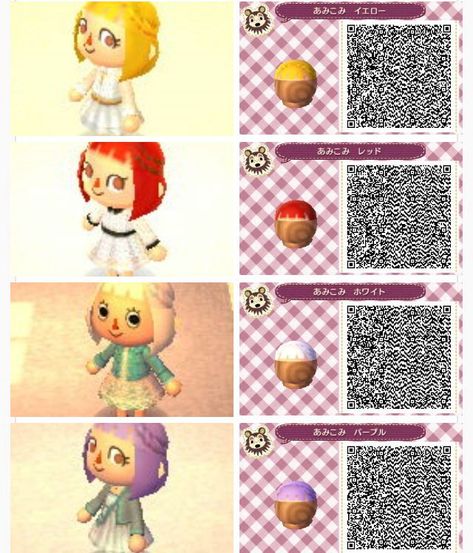 Gaming PinWire: Hair braids | acnl spring/summer qr code | Animal Crossing Animal ... 5 mins ago - This Pin was discovered by Liz oz88. Discover (and save!) your own Pins on Pinterest. Source:www.pinterest.com Results By RobinsPost Via Google New Leaf Hair Guide, Qr Code Animal Crossing, Animal Crossing Hair, Acnl Qr Codes, Motif Acnl, Hair Codes, Animal Crossing 3ds, Animal Crossing New Leaf, Ac New Leaf