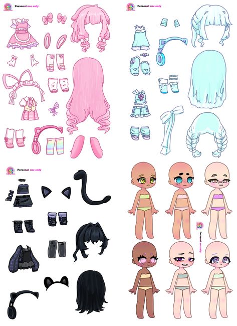 Cute Paper Printable, Paper Printable Crafts, Cute Paper Crafts Printable, Pink Ping World Printables, Gacha Club Paper Doll, Paper Blind Bag Template Printable, Doll Paper Craft Free Printable, Pink Ping World Paper Doll, Anime Paper Dolls Printable