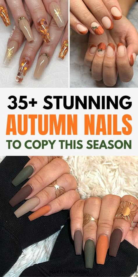 Need some inspiration for your autumn nails? Check out the ultimate list of the best acrylic nail designs to copy this fall... November Nail Designs, Trends Nails, Grey Nails, November Nails, Fall Nail Trends, Fall Gel Nails, Cute Nails For Fall, Fall Acrylic Nails, Gel Nail Colors