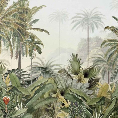 Jungle Mural, Armchair Travel, Tropical Painting, Jungle Wallpaper, Travel Wallpaper, Tropical Wallpaper, Wallpaper Patterns, Travel Wall Art, Popular Wallpaper