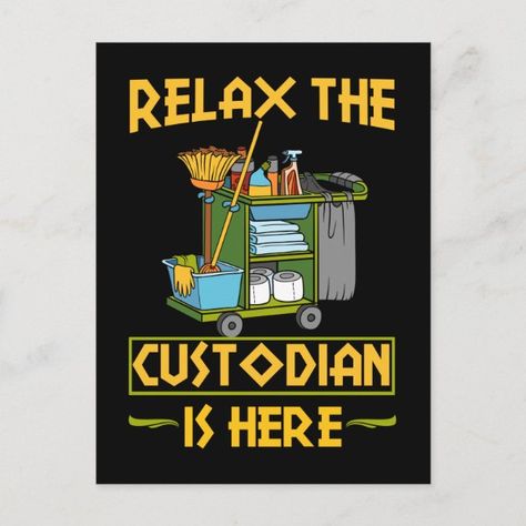 Funny Custodian School Cleaning Caretaker Postcard Custodian Day, Quotes School, School Custodian, Funny Postcards, Funny School, Back To School Deals, School Quotes, School Notebooks, Tshirt Ideas