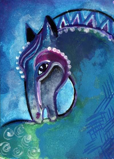 Laurel Burch Horses, Laurel Birch, Laurel Burch Art, Laurel Burch Cats, Abstract Horse, Blue Horse, Laurel Burch, Equine Art, Art And Illustration