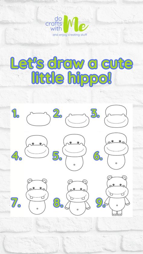 #drawing #hippo #cute #template #tutorial #stepbystep #easy #fun #relaxing #kids #friends #pencil #paper #crayon #color #art #artist #instaart #drawingfun #minidrawingkit #minicanvasdrawingkit #miniscratchingkit #drawingkit #giftsforkids #funactivitiesforkids #awayfromelectronicdevices #docraftswithme Hippo Drawing, Cute Hippo, Step Drawing, Learn How To Draw, Basic Shapes, A Pencil, Step By Step Drawing, Drawing Tips, Crafts To Do