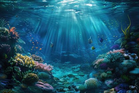 Photo underwater scene coral reef world ... | Premium Photo #Freepik #photo Coral Reef Horizontal, Sea Corals, Ocean Wildlife, Wildlife Landscape, Underwater Scene, Sea Coral, Oceans Of The World, Card Banner, Poster Invitation