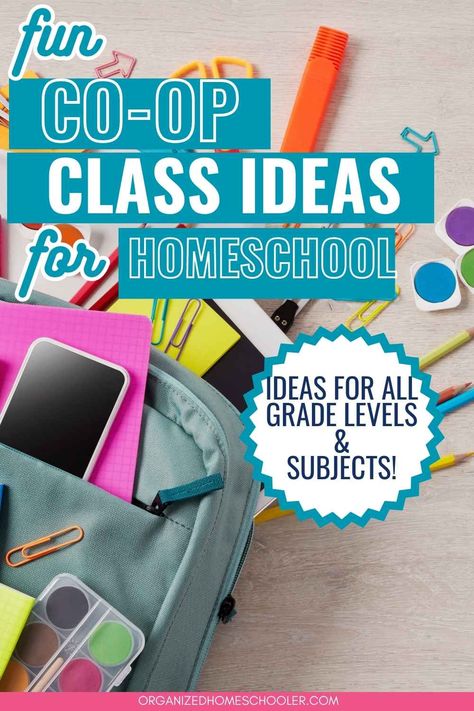 Useful {and Fun!} Homeschool Co-op Class Ideas Fun Homeschool Projects, Homeschool Co Op Art Ideas, Homeschool Co Op Class Ideas Fun, Fun Homeschool Activities For Middle School, Electives For Elementary, Co Op Class Ideas Homeschool Middle School, Homeschool Coop Class Ideas High School, Homeschool Club Ideas, High School Homeschool Co Op Ideas