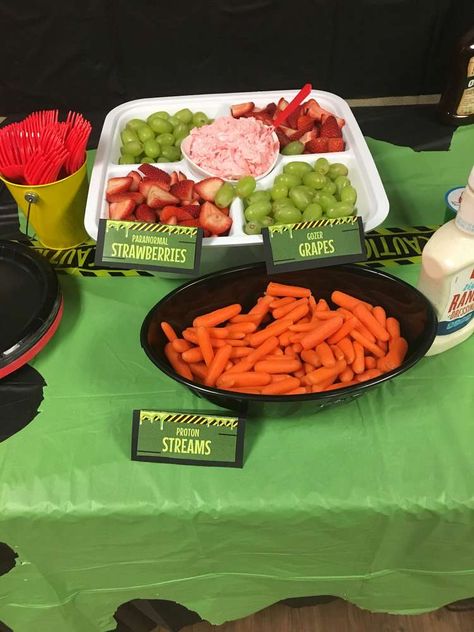 Ghostbusters Party Food Ideas, Ghostbuster Food Ideas, Ghostbuster Party Food Ideas, Ghostbuster Themed Snacks, Ghostbuster Party Food, Ghostbusters Food Ideas, Ghostbusters Birthday Party Food, Ghost Buster Birthday Party Ideas, Ghostbusters Food