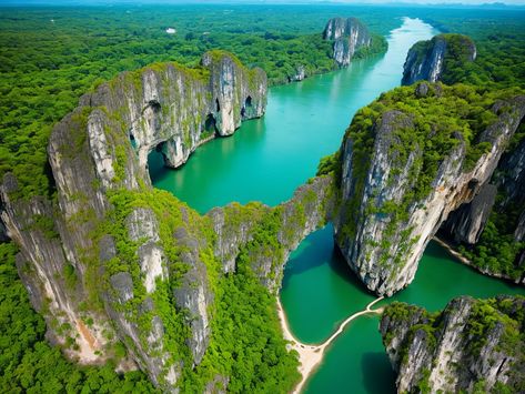 Discover Thailand's Beauty: Phang Nga Bay Limestone Cliffs Phang Nga Bay, Inspiring Landscapes, Awe Inspiring, Thailand, Beauty