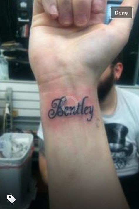 My wrist tattoo of my baby's name. I have Cooper on my left and Bentley on my right. Bentley Tattoo Name, Bentley Tattoo, Bentley Name, Steampunk Tattoo Design, Science Tattoos, Name Tattoos On Wrist, Steampunk Tattoo, Beetle Tattoo, Cool Wrist Tattoos