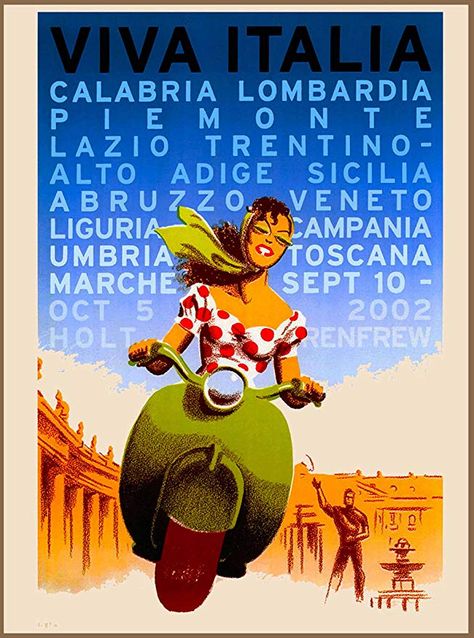 Italy Vespa, Vintage Italian Posters, Italian Travel, Italian Posters, Travel Advertising, Italy Poster, Cool Wall Art, Unframed Art Prints, Advertising Poster