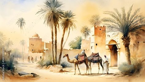 Islamic Mural Art, Arabic Painting Images, Dubai Design Week, Camels Art, Nature Background Images, Cartoon House, Cool Backgrounds Wallpapers, New Background Images, Egypt Art