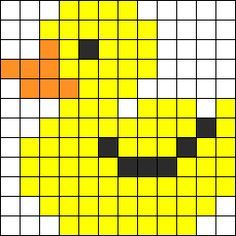 Rubber Ducky Perler Bead Pattern / Bead Sprite Pixel Quilting, Motifs Perler, Pixel Crochet, Bead Sprite, Diy Perler Beads, Pola Kristik, Pixel Pattern, Pixel Art Pattern, Bead Pattern