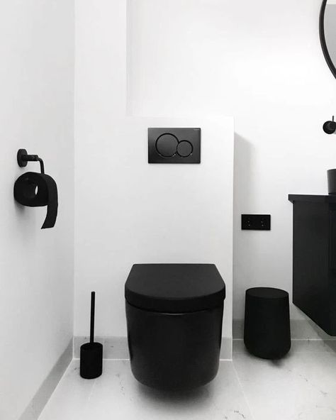 Scandinavian Bathroom Design Ideas, Design Interior Baie, Scandinavian Bathroom Design, Monochrome Bathroom, Toilette Design, Bathroom Design Black, Black White Bathrooms, Black And White Bathroom, White Bathroom Designs