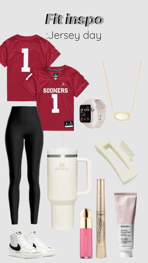 School spirit week ideas!! #outfitinspo #beauty #jersey Jersey Day Spirit Week, School Spirit Week Ideas, Spirit Week Ideas, School Spirit Week, Jersey Day, Spirit Week Outfits, Red Ribbon Week, Priming Moisturizer, American Teen