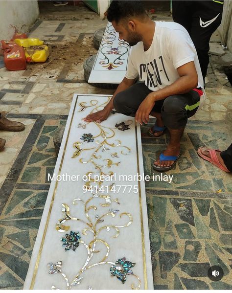 It's marble inlay work mother of pearl inlay wall panels Marble Inlay Designs, House Planning, Pooja Room Door Design, Room Door Design, Mother Of Pearl Inlay, Pearl Inlay, Marble Inlay, Pooja Room, Room Door