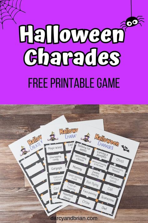 Get your Halloween party going with this fun charades game for kids! With 36 printable cards and a sheet of blank cards to create your own custom game, you'll have all the entertainment you need. Download now and start having some spooky fun! #HalloweenFun #Charades Halloween Party Games For Classroom, Halloween Charades For Teens, Halloween Charades Free Printable, Halloween Charades For Kids, Halloween Games For Kids Party, Halloween Pictionary, Fun Halloween Activities For Kids, Halloween Charades, Halloween Party Games For Kids