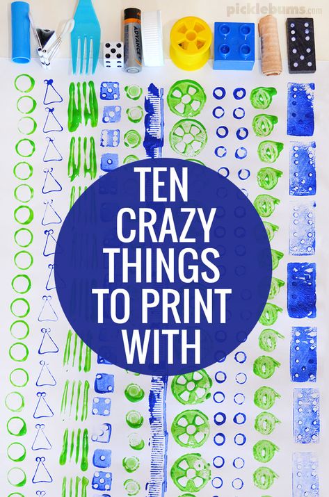 Ten Crazy Things to Print With - Picklebums Things To Print, Printmaking Projects, Preschool Art Projects, Cool Art Projects, Art Activity, Crazy Things, Kindergarten Art, Art Activities For Kids, Art Lessons Elementary