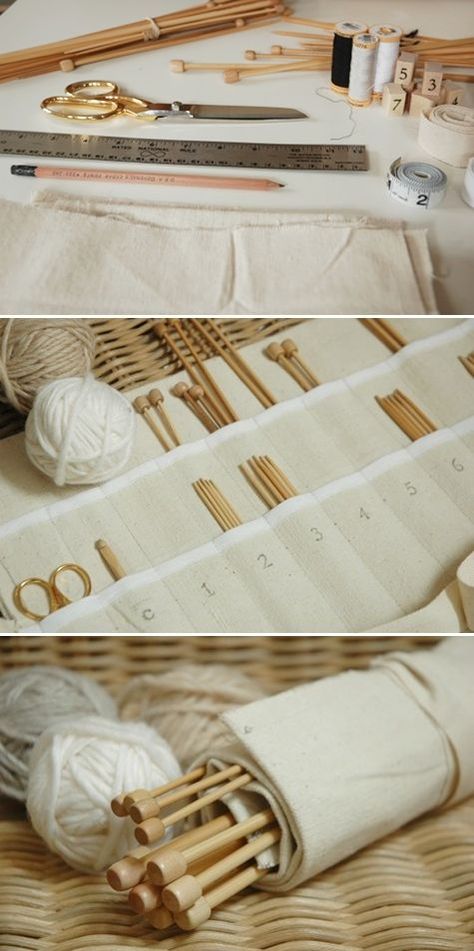 Knitting Needle Case Tutorial, Diy Knitting Needle Case, Diy Knitting Needles, Meme Costume, Knitting Needle Storage, Diy Sy, Knitting Needle Case, Diy Projektit, Costura Diy