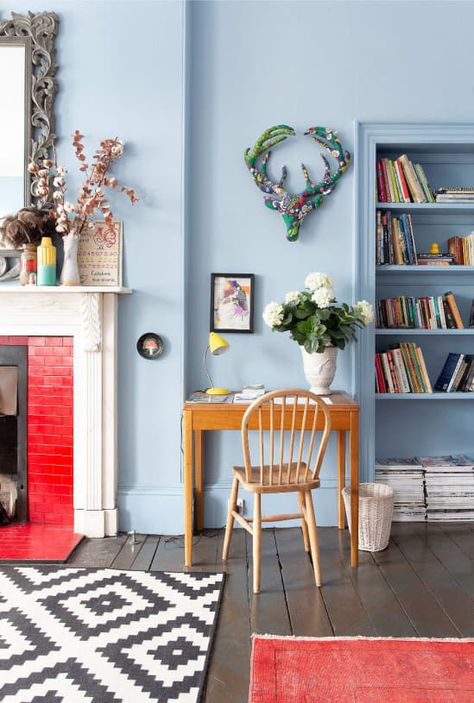 Blue Wall In Kitchen, Blue Living Room Color Scheme Walls, Vibrant Paint Colors, Green And Blue Interior Design, Lulworth Blue, Danish Room, Craig And Rose Paint, Scottish Homes, Paint Inspiration