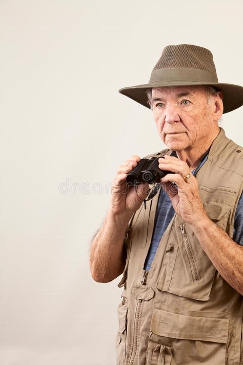 Bird Man, Drawing Study, Drawing Studies, Bird Watcher, Golden Years, Bird Watching, Design Inspo, Binoculars, Stock Photography