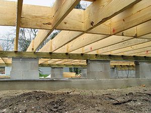 Pier-and-beam foundation Pier And Beam Foundation, House Skirting, Container Tiny House, House Framing, Beam House, Framing Construction, Foundation Repair, House Foundation, Timber Frames