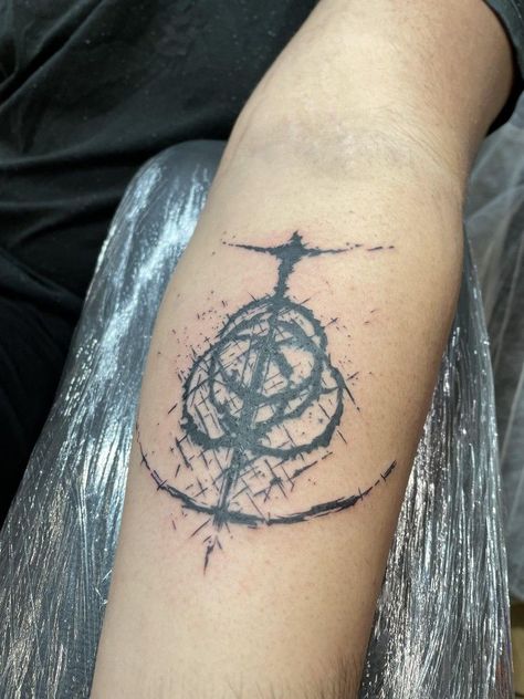 Elden Ring Tattoo, Tattoo Ideas Female Baddie, Fire Tattoos, Tattoo Rings, Ring Tattoo Designs, Ring Tattoo, Soul Tattoo, Rune Tattoo, Elements Tattoo