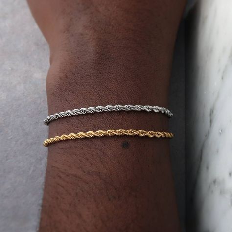 Rope Chain Bracelet Men, Mens Rope Bracelets, Rope Bracelet Men, Mens Bling, Jewelry Hacks, Twisted Bracelet, Gold Rope Chains, Bracelet Mens, Mens Gold Bracelets