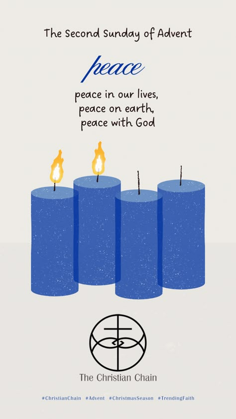 On the 2nd Sunday of Advent, the 2nd candle is lit, symbolizing peace. This is a time to reflect on how we can bring peace into our lives and the lives of others. As we prepare for the birth of Jesus, let us work towards creating a more peaceful world for all. #ChristianChain #Advent #ChristmasSeason #TrendingFaith 2nd Sunday Of Advent Candle, 2nd Advent Sunday, 2nd Sunday Of Advent, 3rd Sunday Of Advent, Advent Sunday, Memories Art, Childhood Memories Art, Jesus Paid It All, Advent Candles