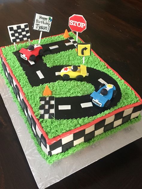 Car Sheet Cake, Race Track Cake, Cars Theme Cake, Hot Wheels Cake, Race Car Cakes, Cars Birthday Cake, 7 Cake, Dino Cake, Diy Birthday Cake