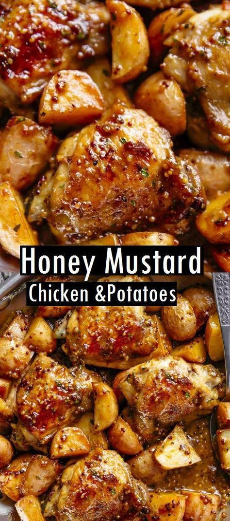 Dumplings Chicken, Mustard Chicken Recipes, Potatoes Recipes, Chicken And Potatoes, Honey Mustard Chicken, Chicken Entrees, Mustard Chicken, Weekday Meals, Chicken Piccata