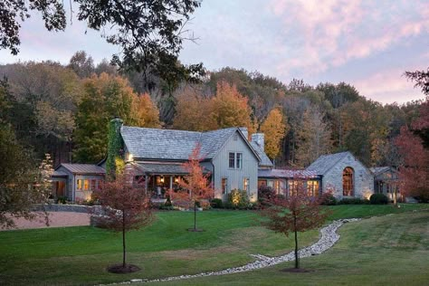 Front House Lighting, Front House Lights, Rachel Halvorson, House Lights, Transitional Farmhouse, Franklin Tennessee, Forest Backdrops, House Lighting, House Landscaping