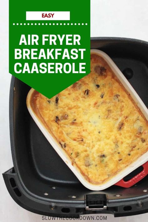 Perfect for a filling and hearty breakfast, this sausage and egg casserole comes out wonderfully in the air fryer. Perfectly cheesy and made with fresh veggies and sausage, this low carb recipe is perfect for meal prep. Airfryer Breakfast, Sausage Egg Casserole, Air Fryer Breakfast, Air Flyer, Pork Breakfast Sausage, Breakfast Egg Casserole, Fried Breakfast, Air Fryer Oven Recipes, Sausage Casserole