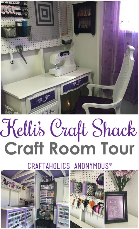 Craft Shed - Tour of Kelli's Craft Shack | Craftaholics Anonymous® Craft Shed Ideas, Craft She Shed, She Shed Craft Room, She Shed Decorating Ideas, Craft Shack, Shed Interior, Craft Shed, Sewing Spaces, Dream Craft Room